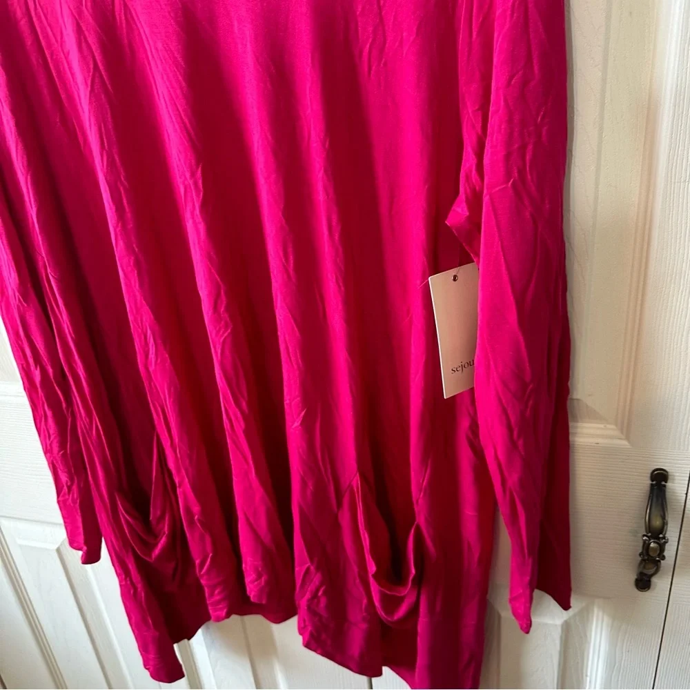 Sejour Long Sleeve Tunic Top with Pockets Vibrant Pink Womens Size 1X - Picture 9 of 9